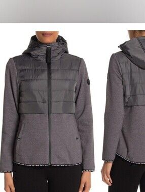 MICHAEL Michael Kors Hooded Quilted Knit Zip Front Jacket. Sz XS